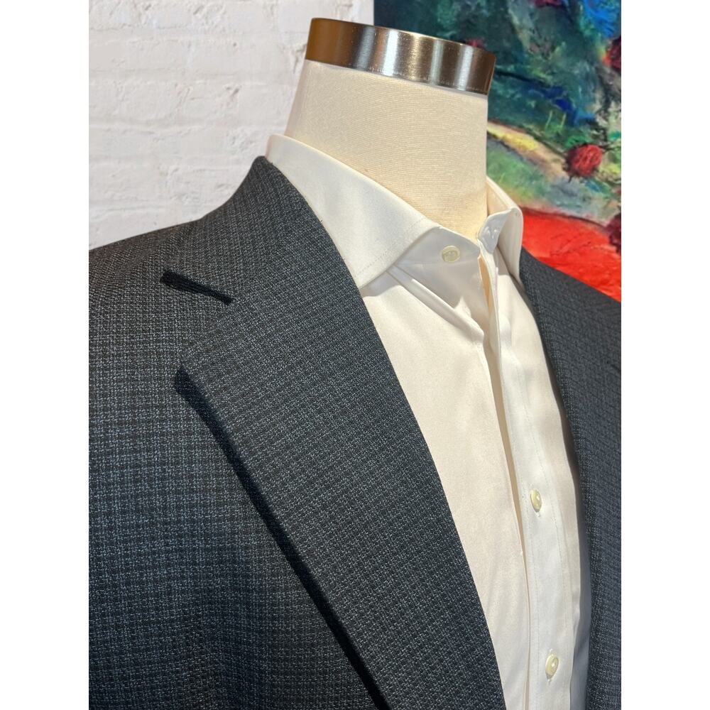 Vtg Haggar Collection 42R Blue Black Micro-Check Plaid Blazer Sport Coat Jacket - Picture 4 of 14